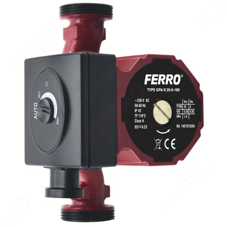 Ferro pompa elektroniczna obiegowa do instalacji grzewczej i solarnej GPA II 25-6-180 Weberman 0602W